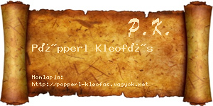 Pöpperl Kleofás névjegykártya